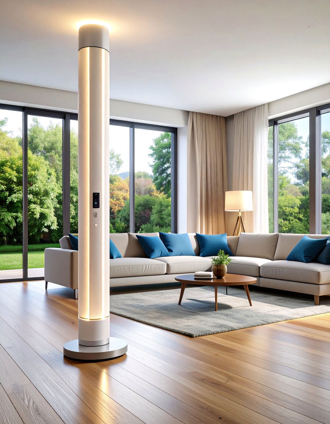 Modern Minimalist LED Column Floor Lamp - 25 Living Room Floor Lamp Ideas and Inspiration