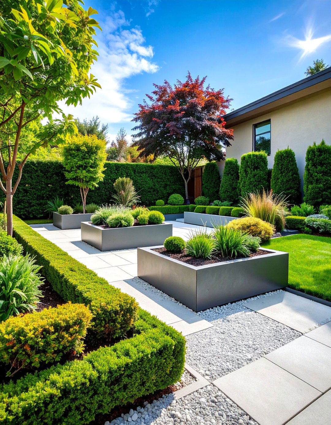 Modern Minimalist Landscape with Clean Geometric Lines - 25 Landscaping Ideas