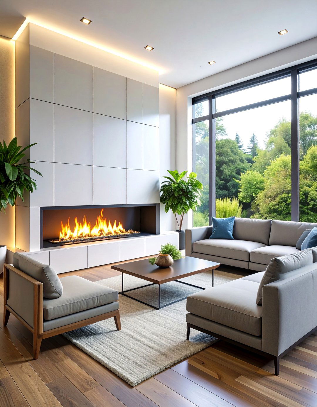 Modern Minimalist Linear Fireplace - 25 Fireplace Ideas