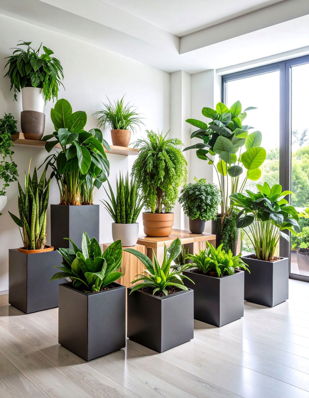 Modern Minimalist Monochromatic Display - 25 Potted Plant Arrangement Ideas
