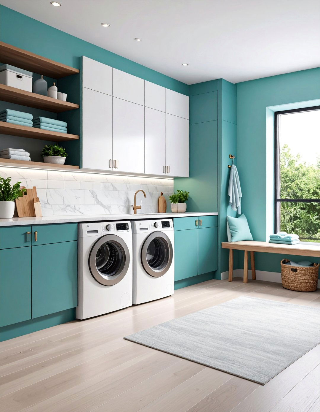 Modern Minimalist Mudroom Laundry Room with Hidden Appliances - 25 Mudroom Laundry Room Ideas