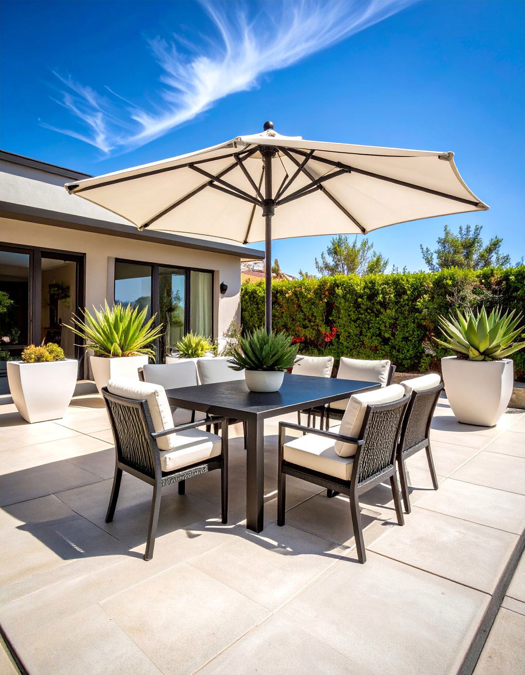 Modern Minimalist Patio with Clean Lines - 25 Black and White Patio Ideas
