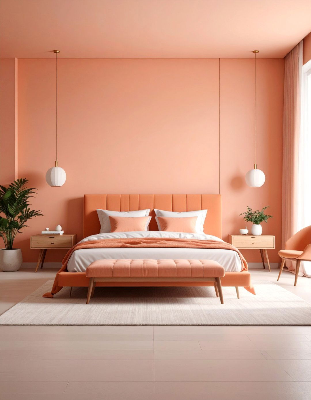 Modern Minimalist Peach Bedroom Retreat - 25 Peach Bedroom Ideas