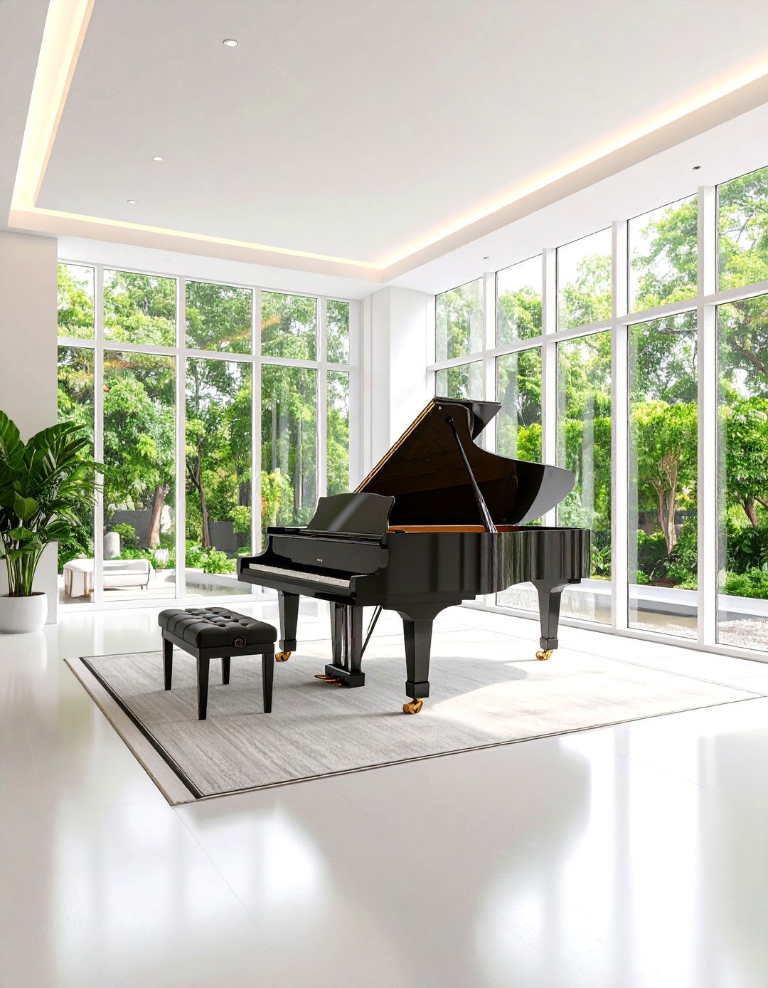 Modern Minimalist Piano Studio with Glass Accents - 25 Music Room Ideas