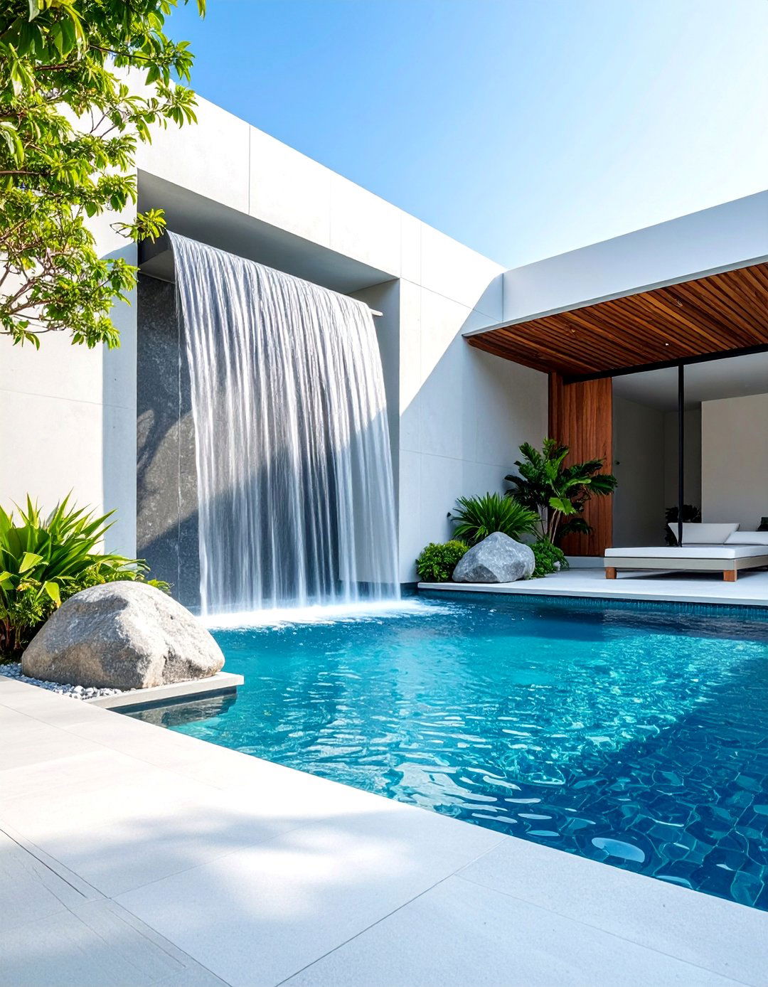 Modern Minimalist Pondless Waterfall - 25 Pondless Waterfall Design Ideas