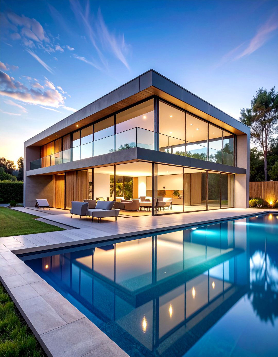 Modern Minimalist Pool House with Glass Walls - 25 Pool House Ideas