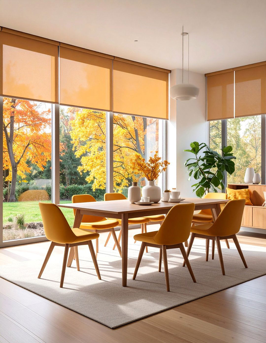 Modern Minimalist Roller Shades in Neutral Colors - 25 Dining Room Window Treatments