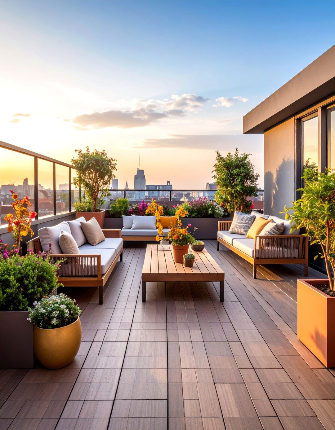 Modern Minimalist Rooftop Deck with Sleek Furniture - 25 Residential Rooftop Design Ideas