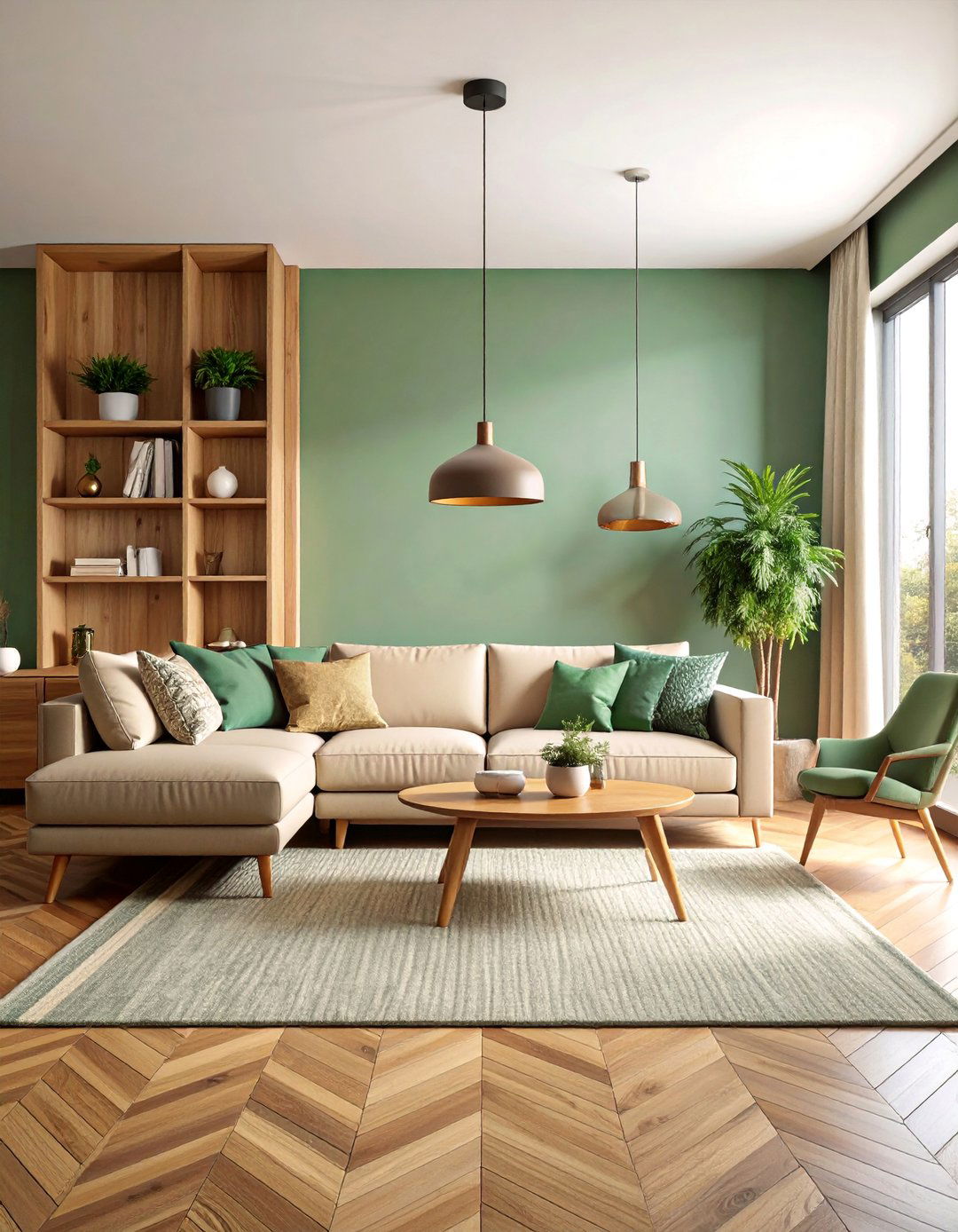 Modern Minimalist Sage Green and Cream Living Room - 25 sage green and cream living room ideas