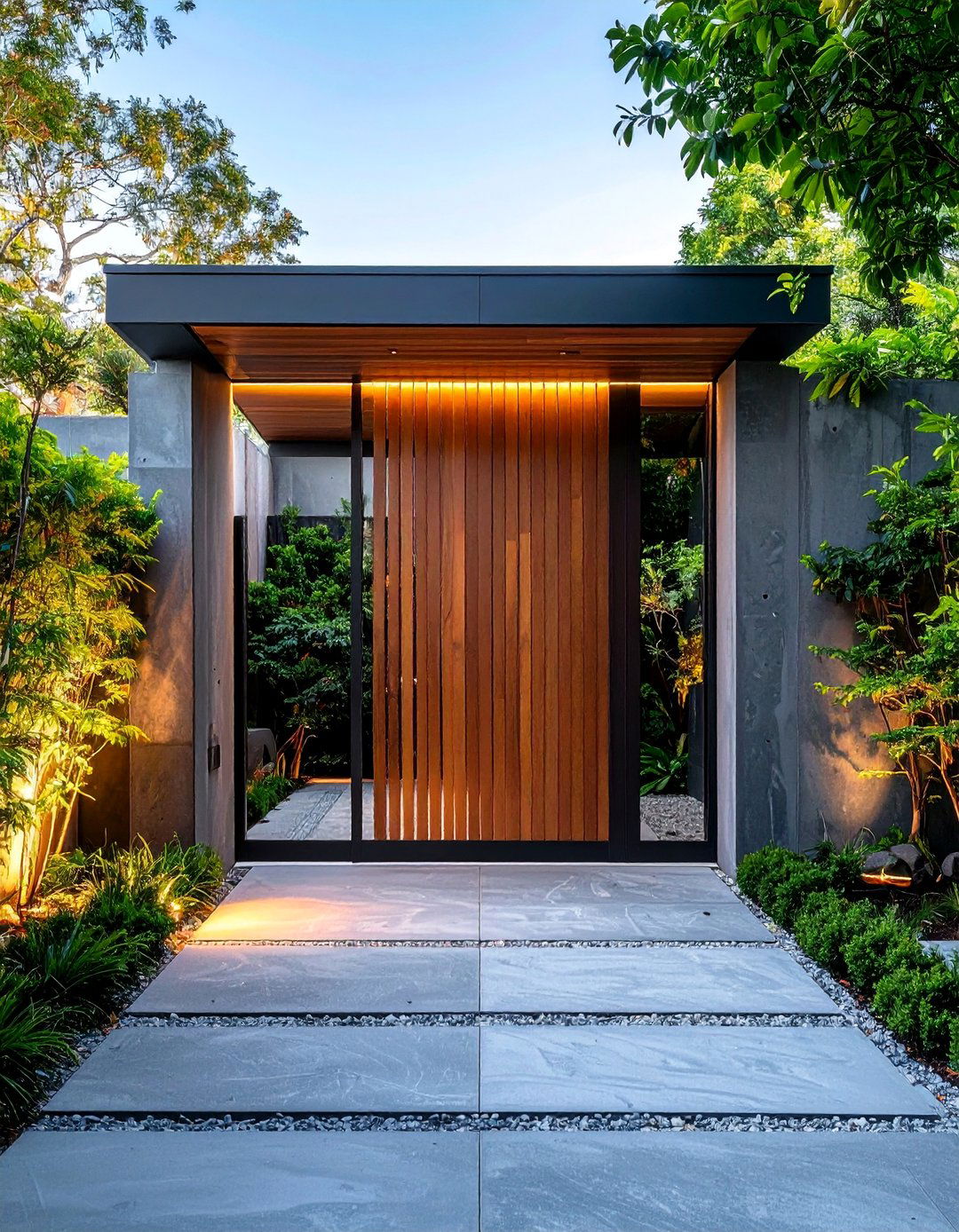 Modern Minimalist Steel Framed Gate - 25 Japanese Garden Gate Design Ideas