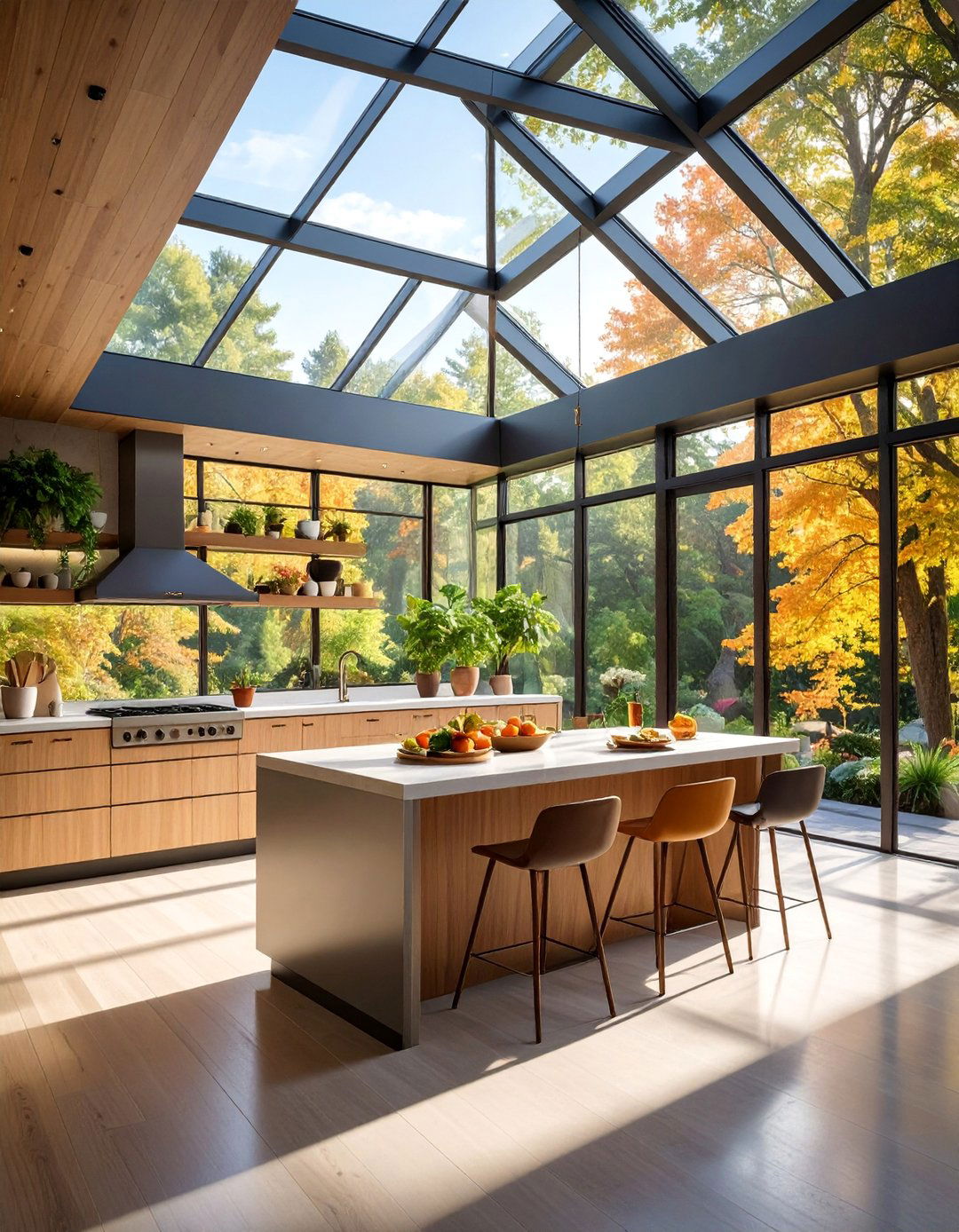 Modern Minimalist Sunroom Kitchen Extension - 25 Greenhouse Kitchen Design Ideas