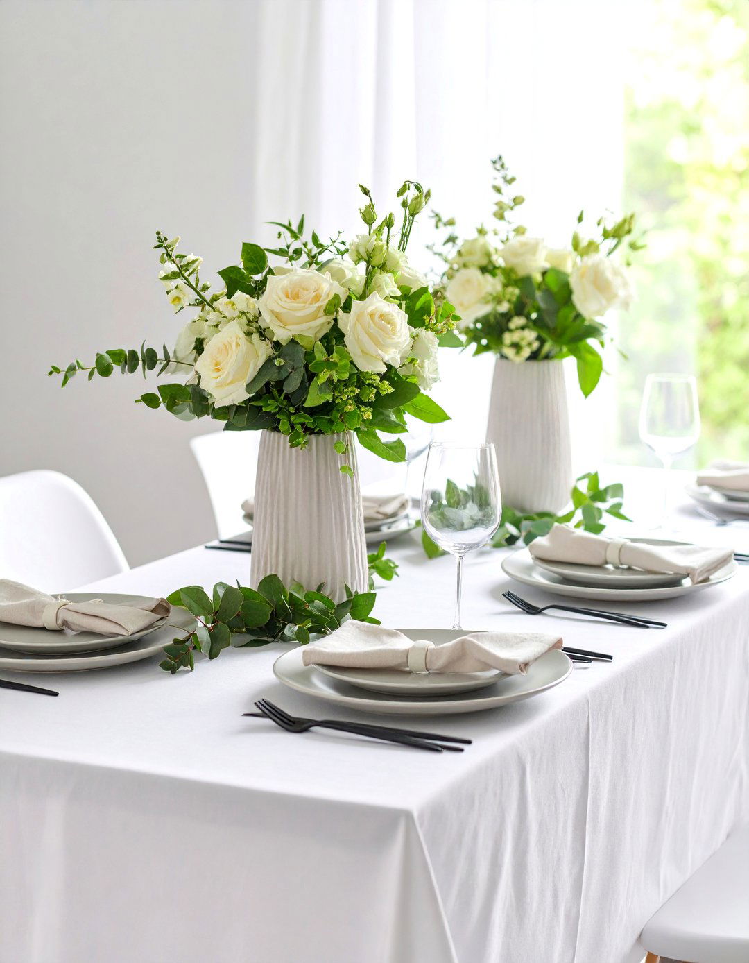 Modern Minimalist Tablescape with Clean Lines - 25 Tablescape Ideas