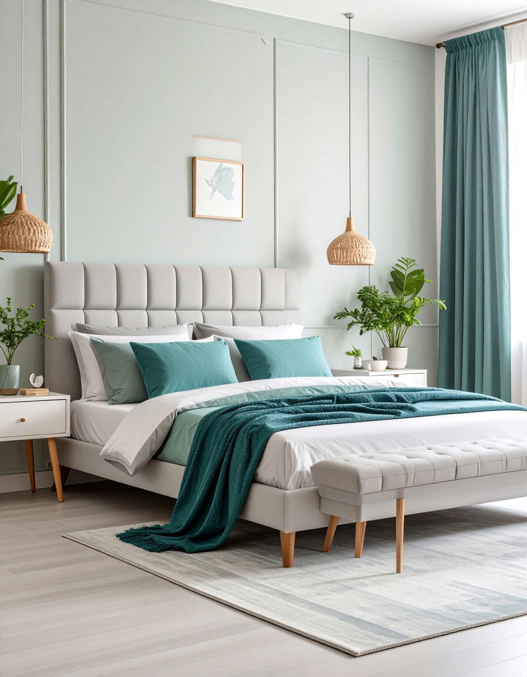 Modern Minimalist Teal and Grey Design - 25 Teal and Grey Bedroom Ideas