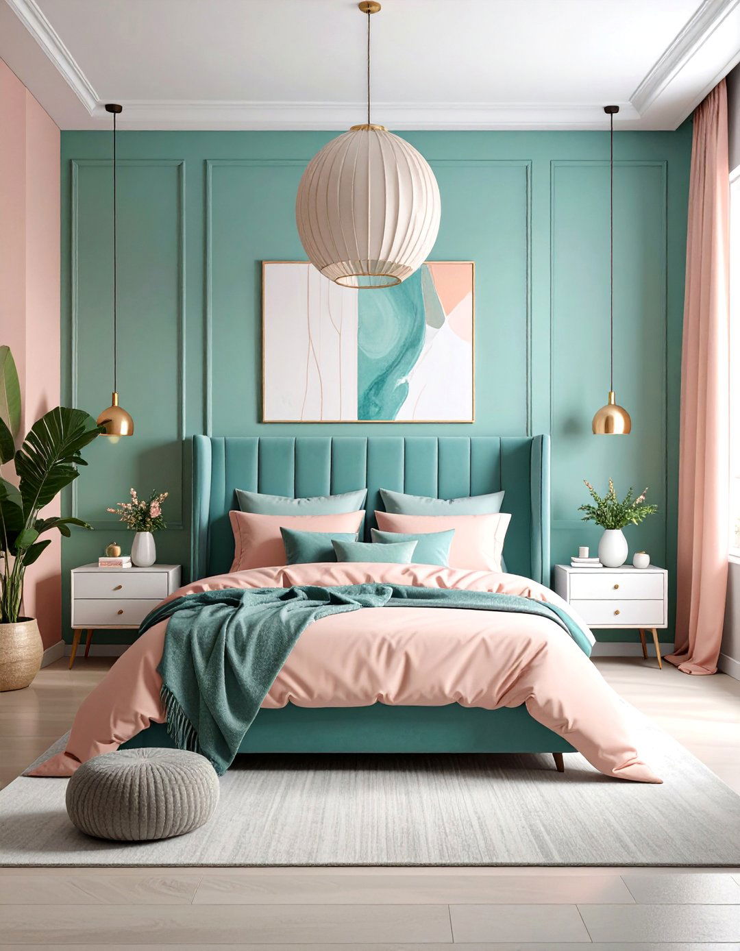 Modern Minimalist Teal and Pink Bedroom with Clean Lines - 25 Teal and Pink Bedroom Ideas