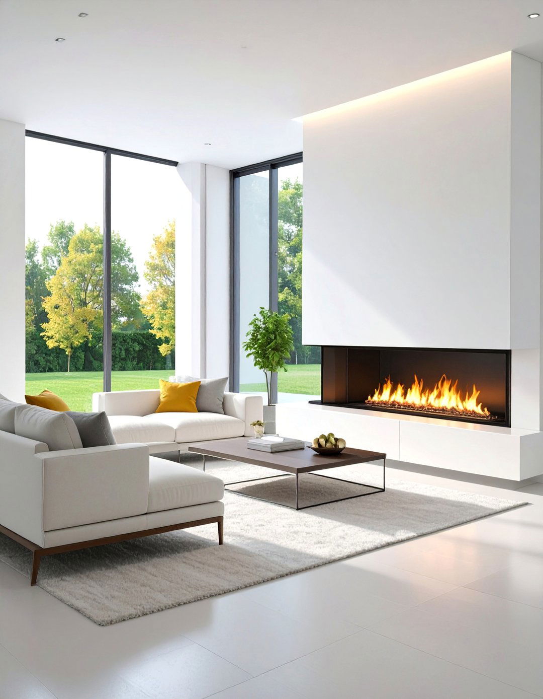 Modern Minimalist White Fireplace with Sleek Linear Design - 25 White Fireplace Ideas