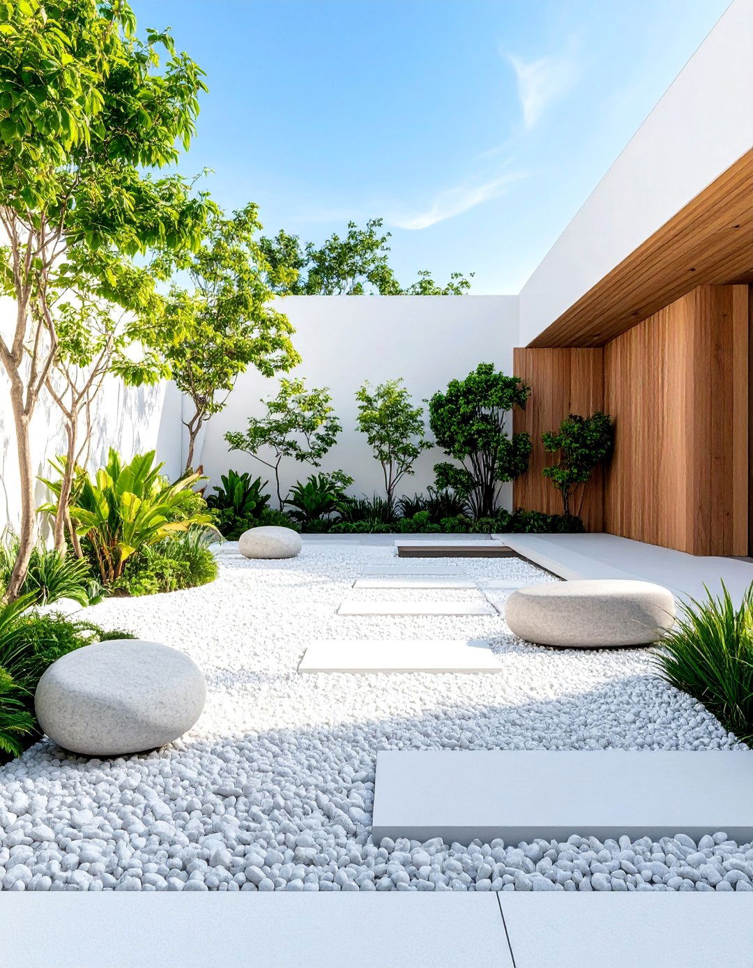 Modern Minimalist White Garden with Clean Lines - 25 White Garden Design Ideas