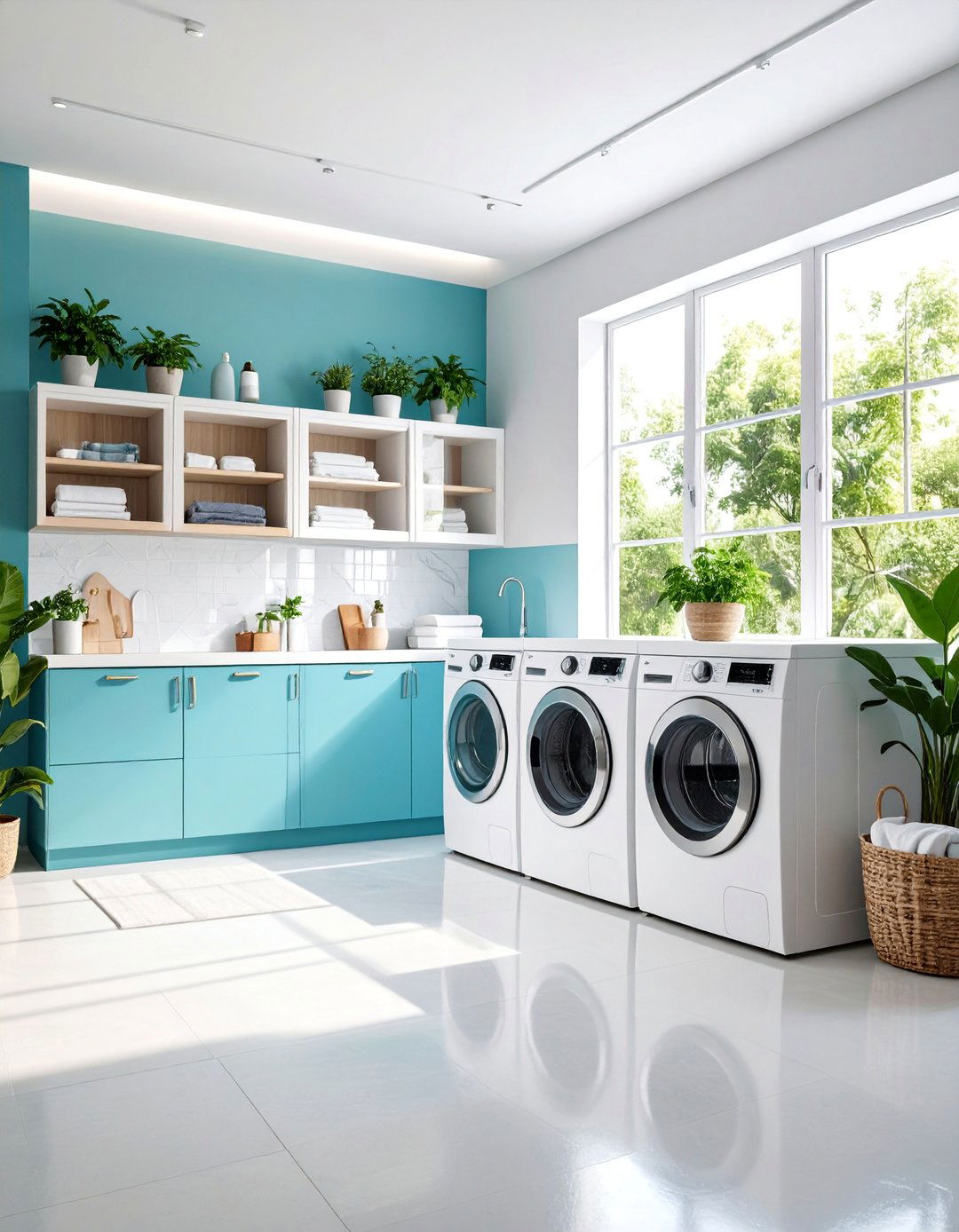 Modern Minimalist White Laundry Room with Clean Lines - 25 White Laundry Room Ideas