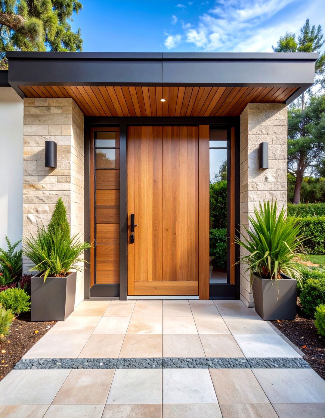Modern Minimalist White Oak Pivot Door - 25 White Oak Front Door Ideas