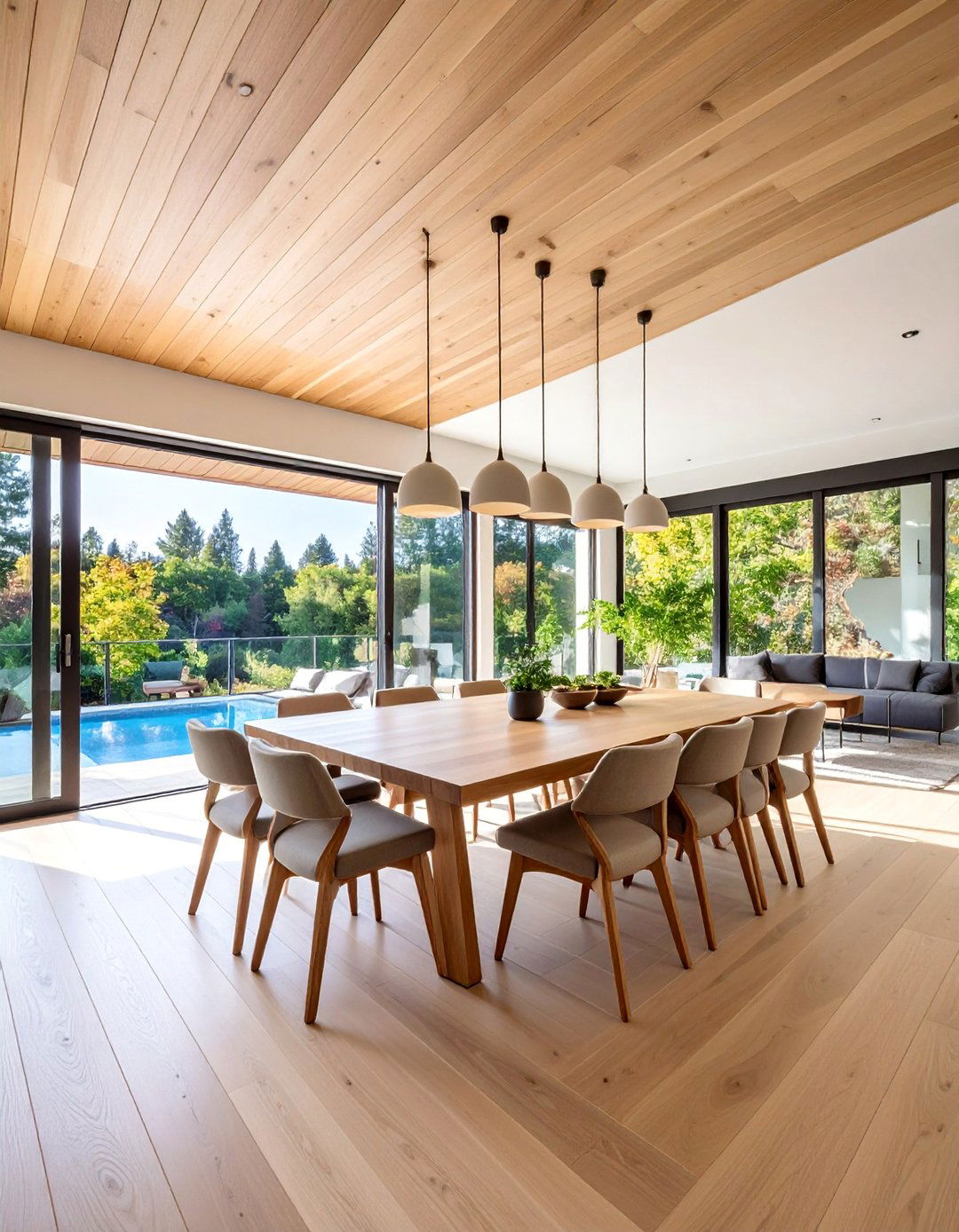 Modern Minimalist White Oak Plank Ceiling - 25 Wood Plank Ceiling Ideas