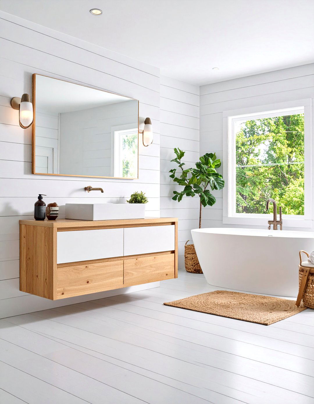 Modern Minimalist White Shiplap with Clean Lines - 25 shiplap bathroom ideas