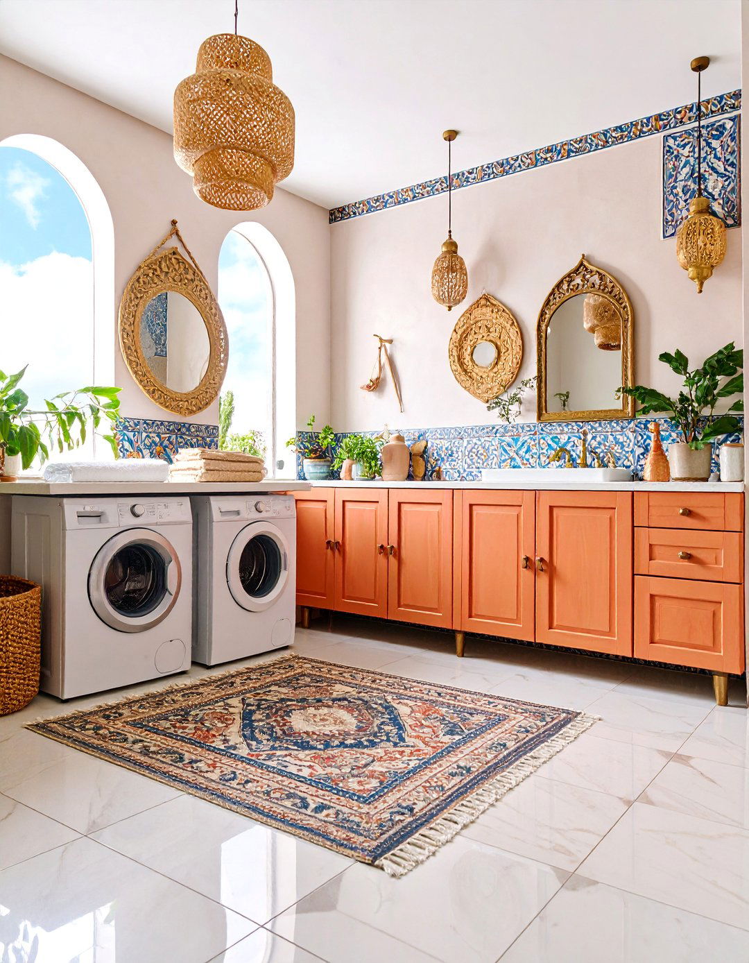 Modern Moroccan Laundry Room with Jewel Tones - 25 Laundry Room Decor Ideas
