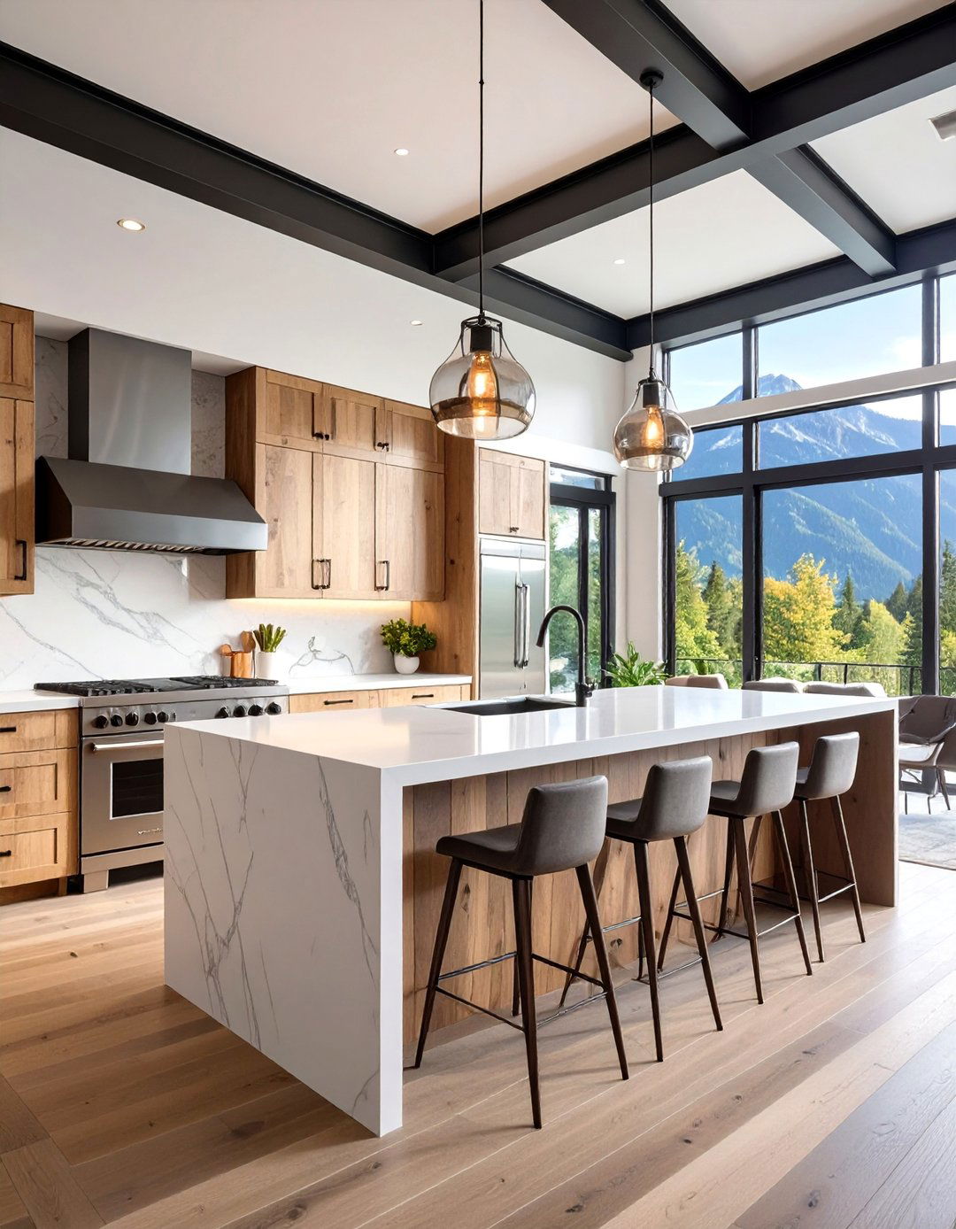 Modern Mountain Kitchen with Steel and Reclaimed Wood - 25 Mountain House Kitchen Ideas