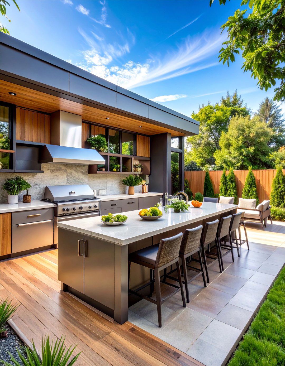 Modern Outdoor Kitchen Island Design - 25 Outdoor Living Space Ideas