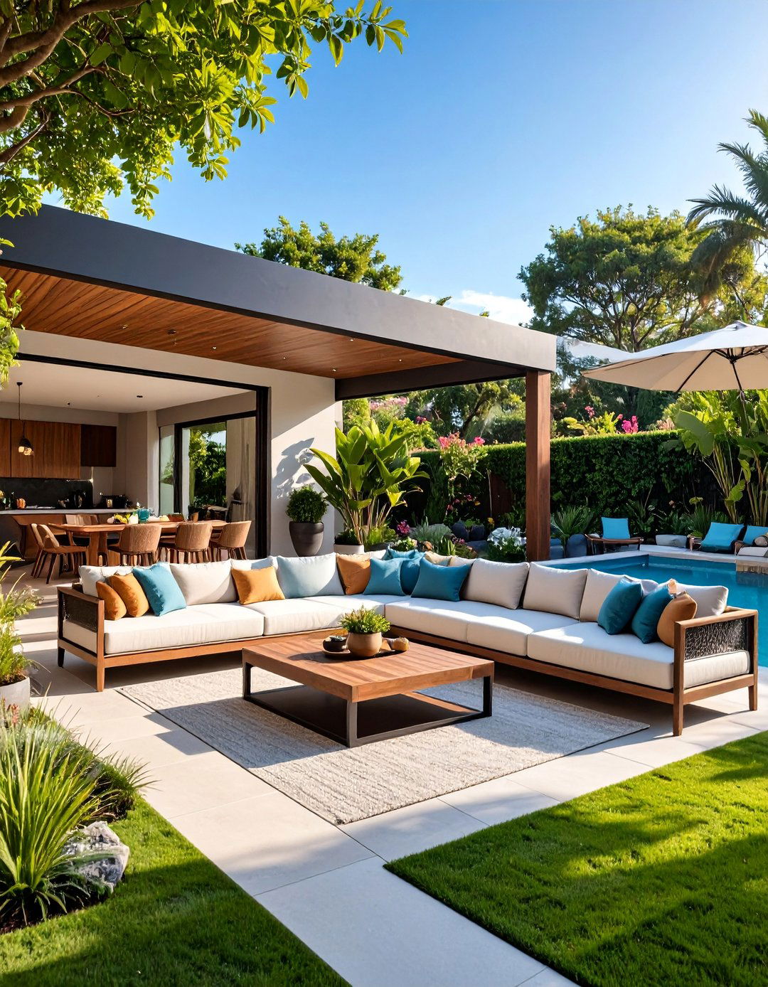 Modern Outdoor Living Space with Entertainment Areas - 25 South Florida Landscaping Ideas