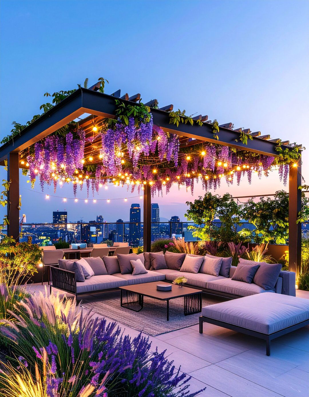 Modern Pergola Paradise with Climbing Vines - 25 Rooftop Garden Ideas