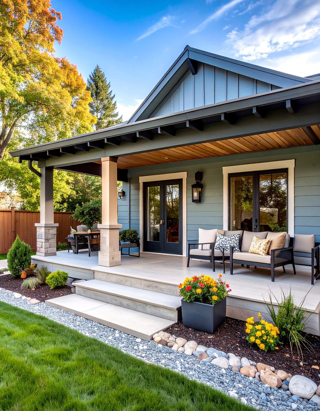 Modern Porch Addition with Clean Lines - 25 Curb Appeal Inspiration for Ranch Homes