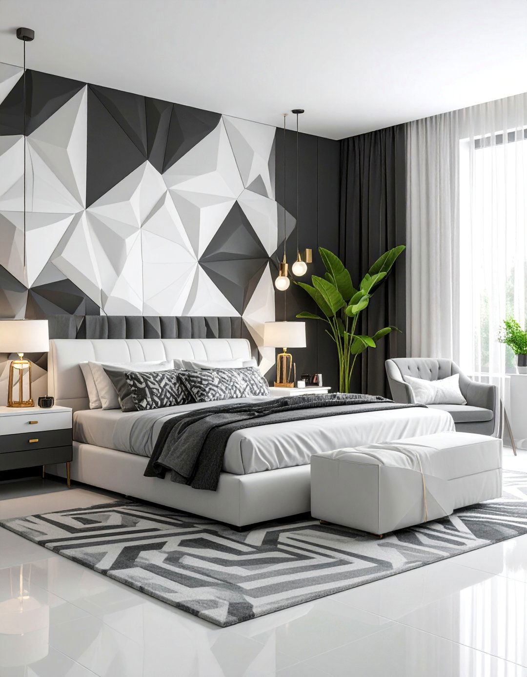 Modern Primary Bedroom with Geometric Design Elements - 25 Primary Bedroom Ideas