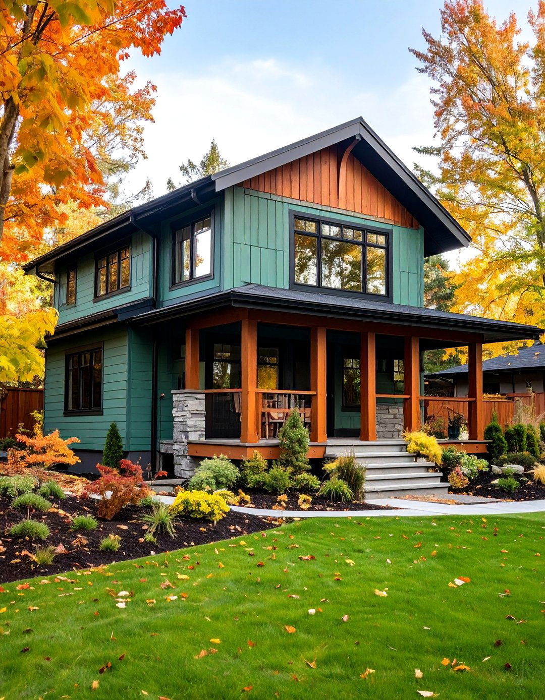 Modern Ranch with Black Horizontal Siding - 25 Sage Green House With Black Door
