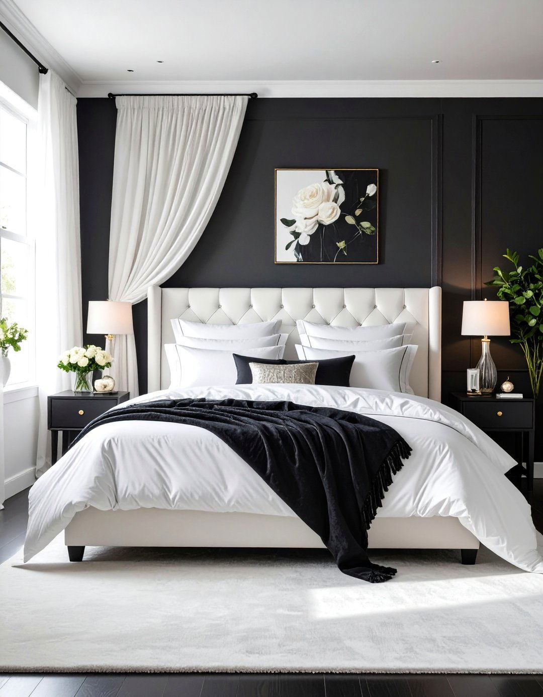 Modern Romantic Black and White Bedroom - 25 Feminine Black and White Bedroom Ideas