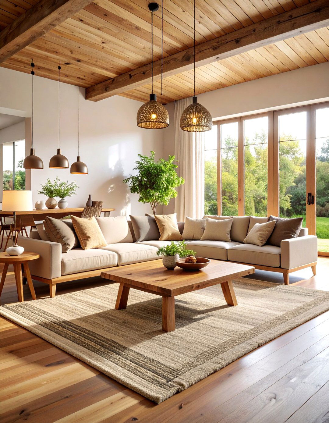 Modern Rustic Living Room with Live Edge Wood Furniture - 25 Aesthetic Living Room Ideas
