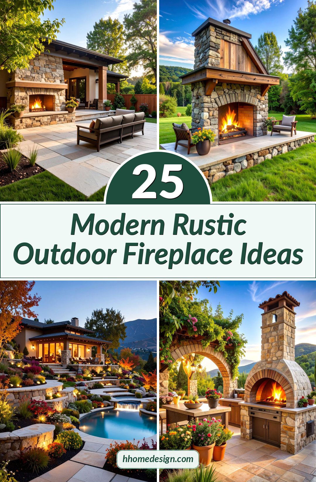 25 Modern Rustic Outdoor Fireplace Ideas