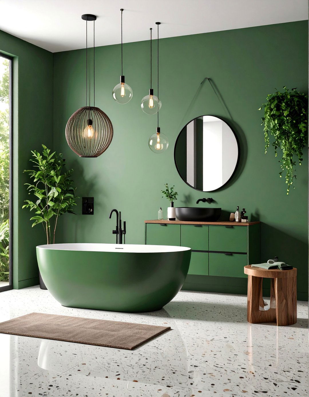 Modern Sage Green Bathroom with Black Hardware - 25 Sage Green Bathroom Ideas