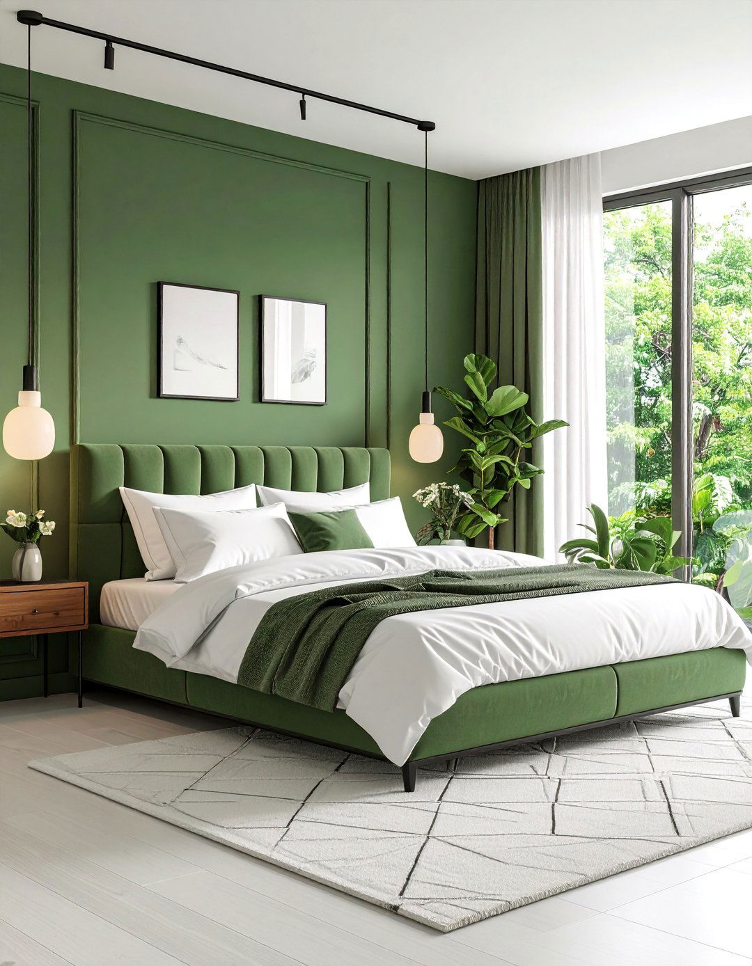 Modern Sage Green Bedroom with Black Accents - 25 Sage Green Bedroom Ideas