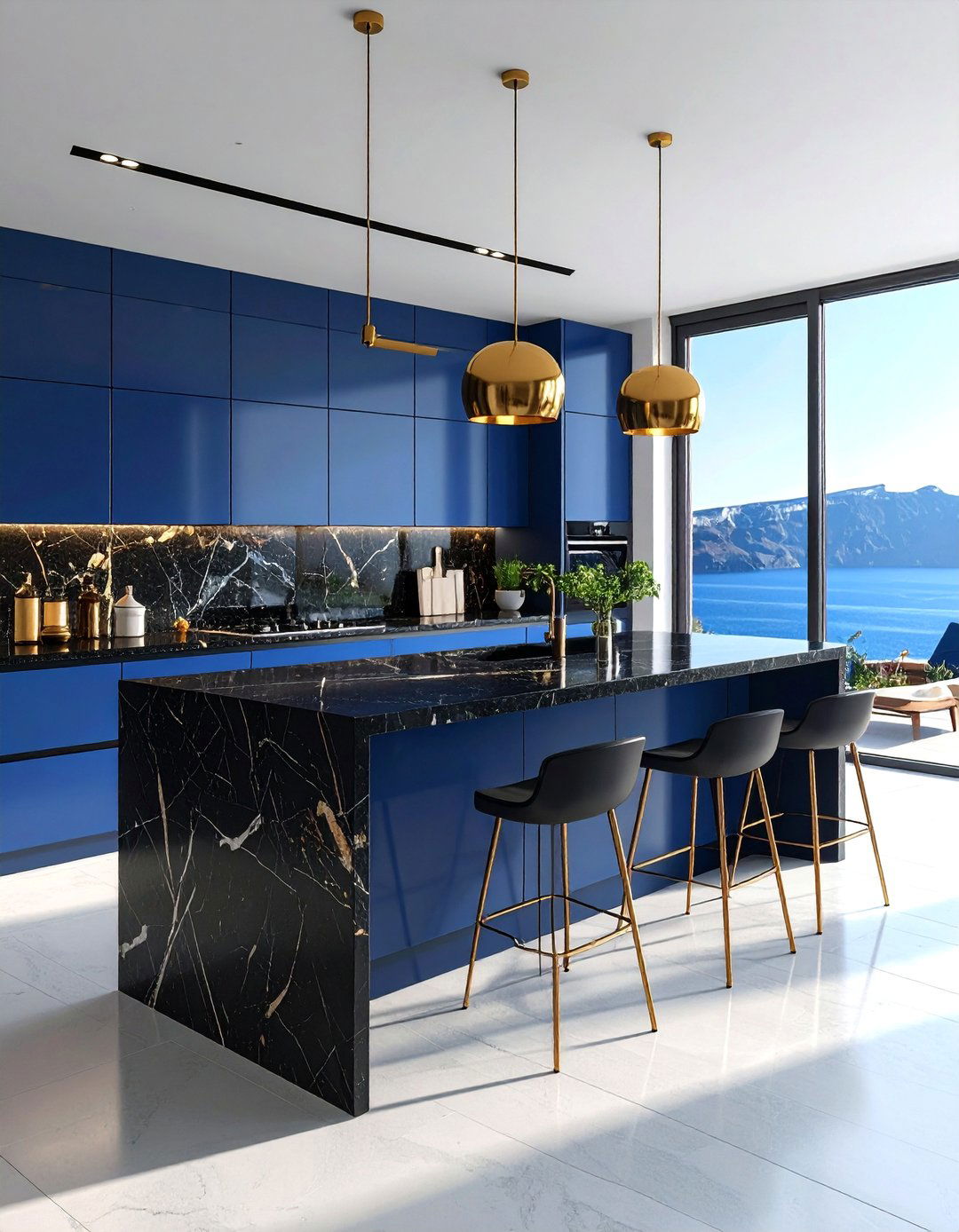 Modern Santorini Kitchen with Volcanic Elements - 25 Mediterranean Kitchen Ideas