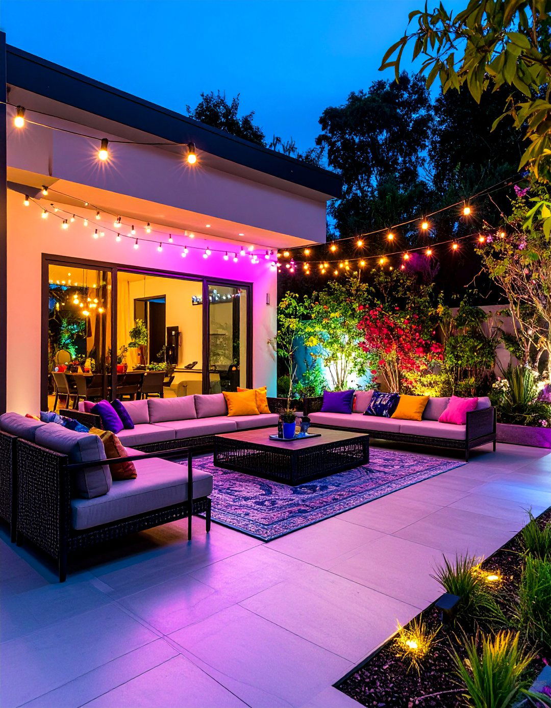 Modern Smart Color Changing Patio with App Control - 25 Patio String Light Ideas