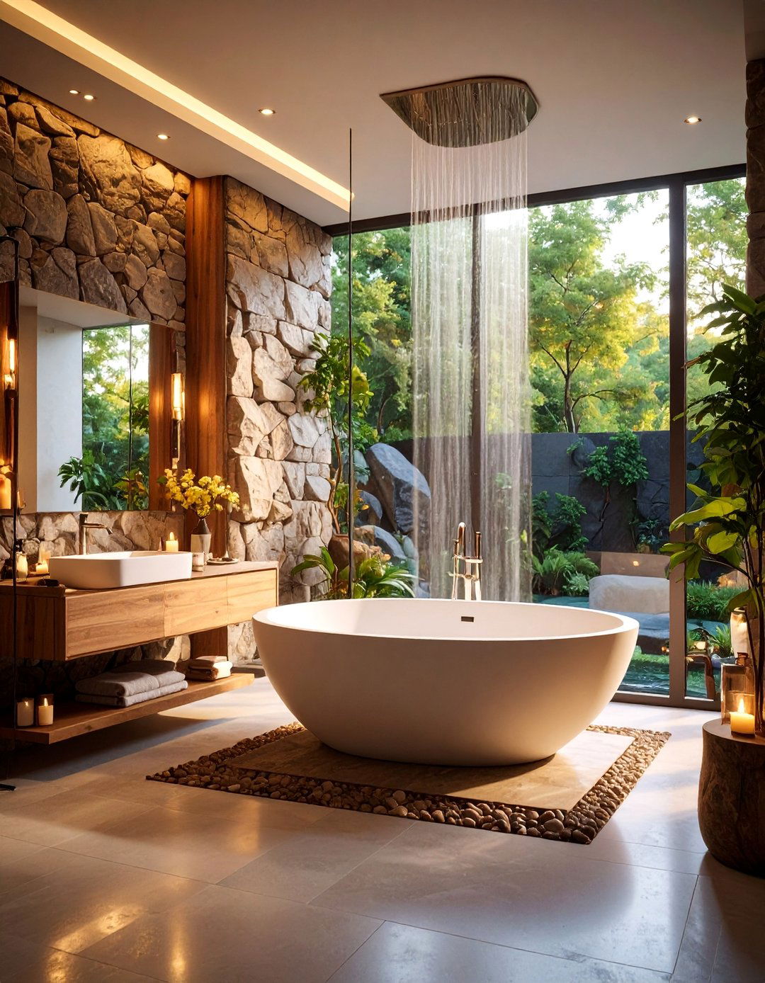 Modern Spa Like Wet Room with Freestanding Tub - 25 Tub-shower Combo Ideas