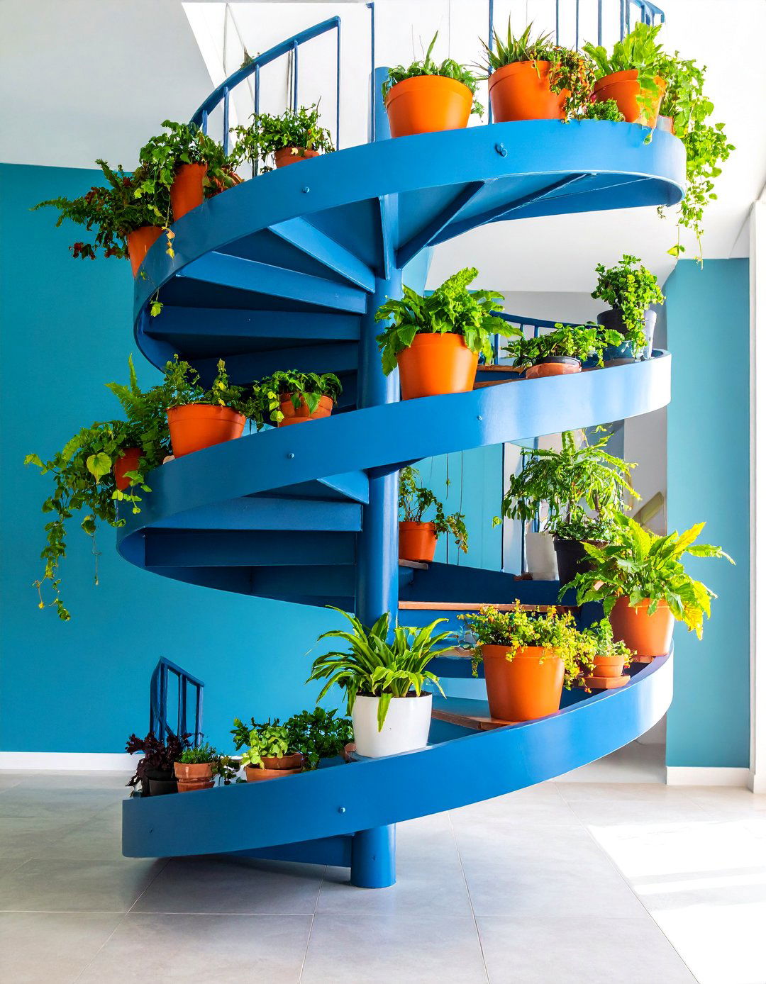 Modern Spiral Staircase with Integrated Planters - 25 Modern Staircases