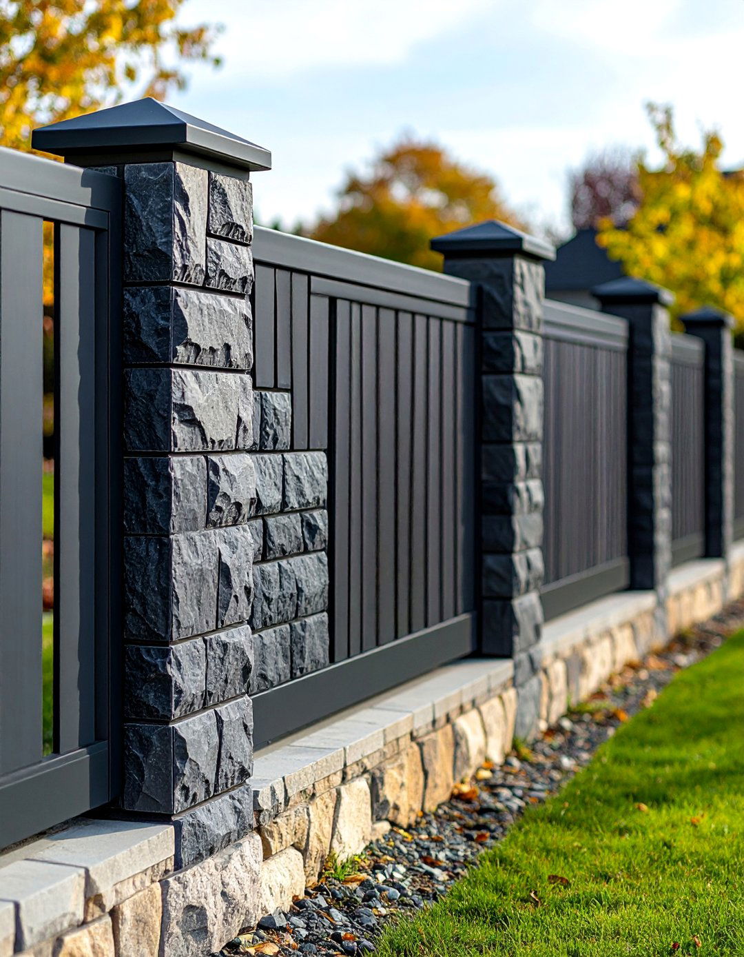 Modern Split Face Textured Block Fence - 25 Cinder Block Fence Ideas