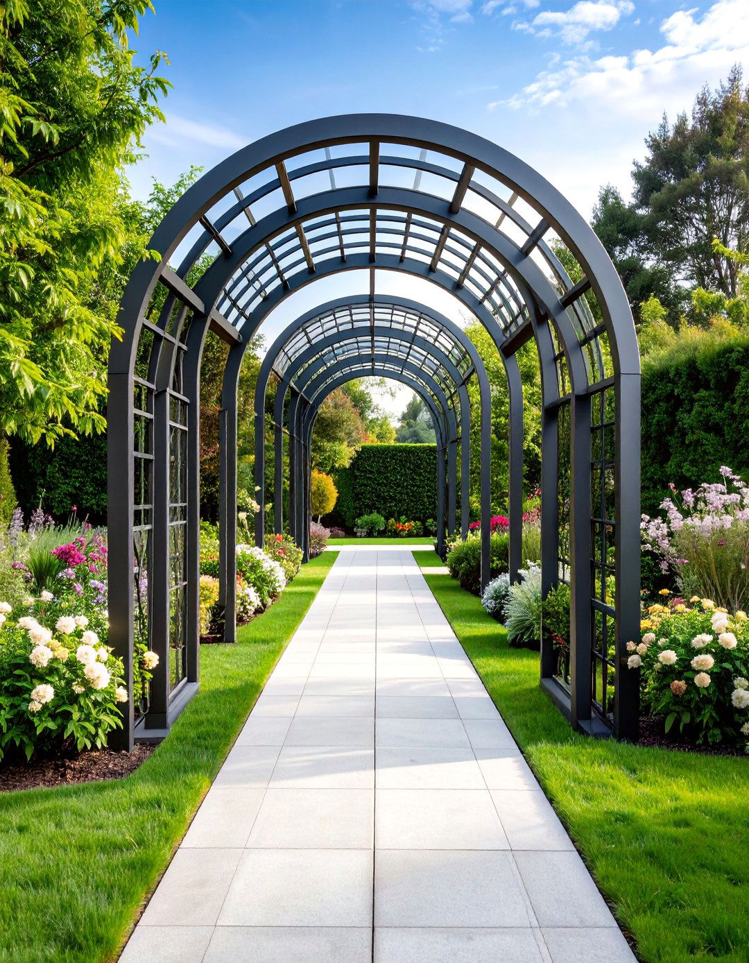 Modern Steel Arch with Minimalist Design - 25 Garden Arch Ideas
