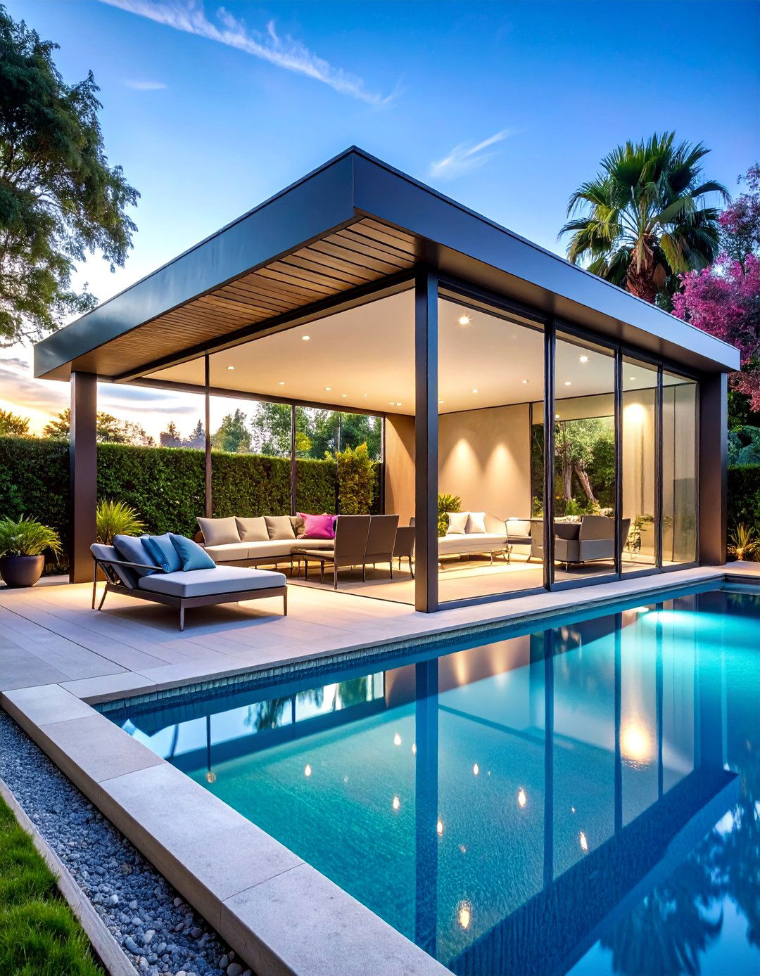 Modern Steel and Glass Pool Gazebo - 25 Pool Gazebo Ideas
