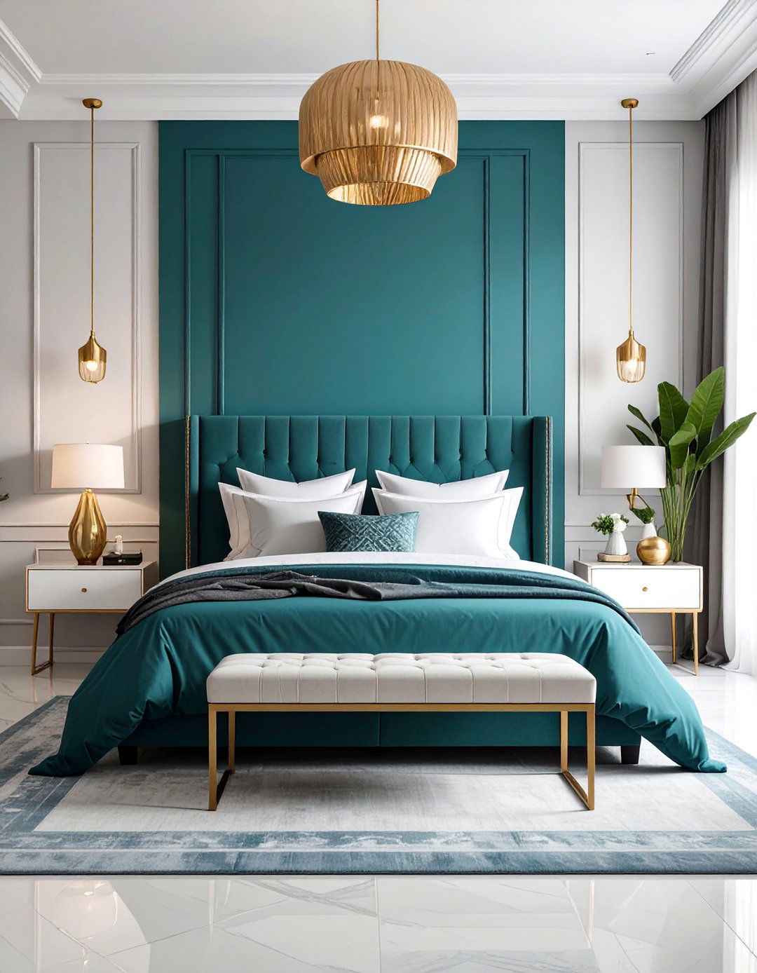 Modern Teal Accent Wall Bedroom - 25 Teal Bedroom Ideas