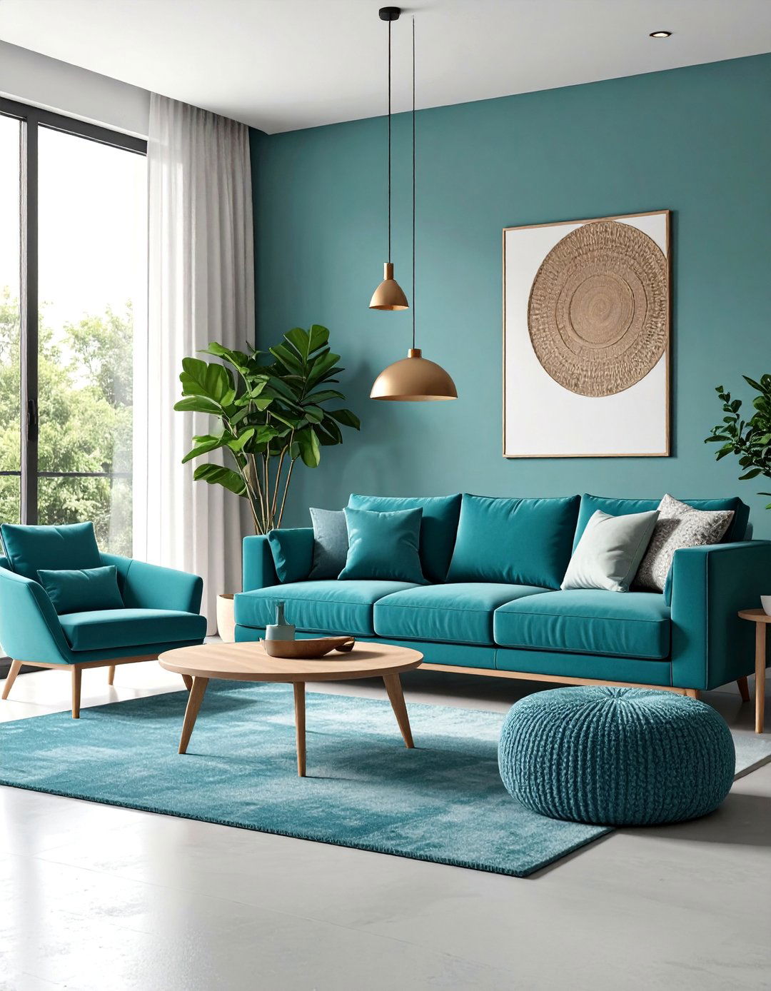 Modern Teal Sectional with Minimalist Design - 25 Teal Couch Living Room Ideas