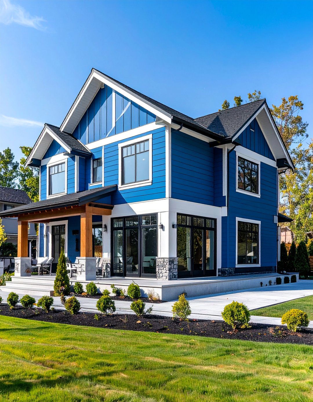 Modern Traditional Azure Blue Sophisticated Balance - 25 Blue House Siding With White Trim