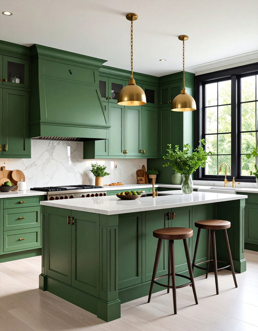 Modern Traditional Kitchen with Sage Green Cabinets and Black Trim - 25 Sage Green and Black Kitchen Ideas