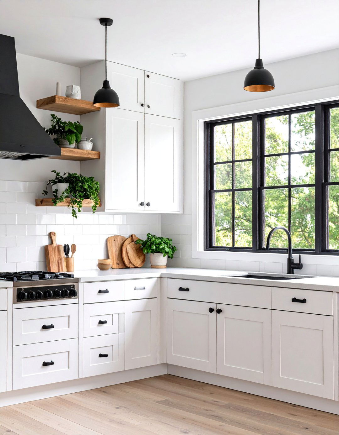 Modern Transitional with Black Window Frames - 25 Transitional Kitchen Ideas