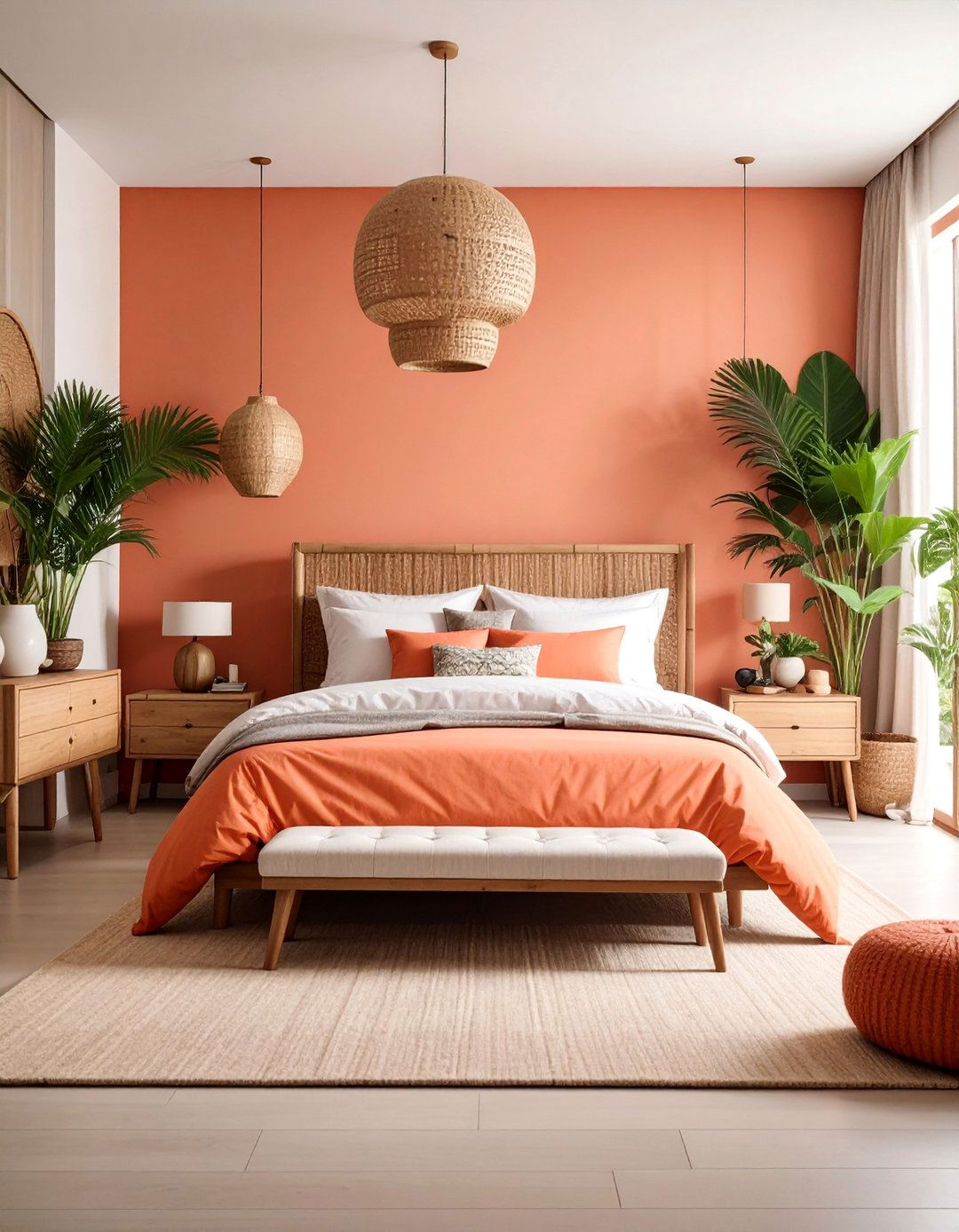 Modern Tropical Bedroom with Bold Colors and Natural Materials - 25 Bedroom Ideas For Couples